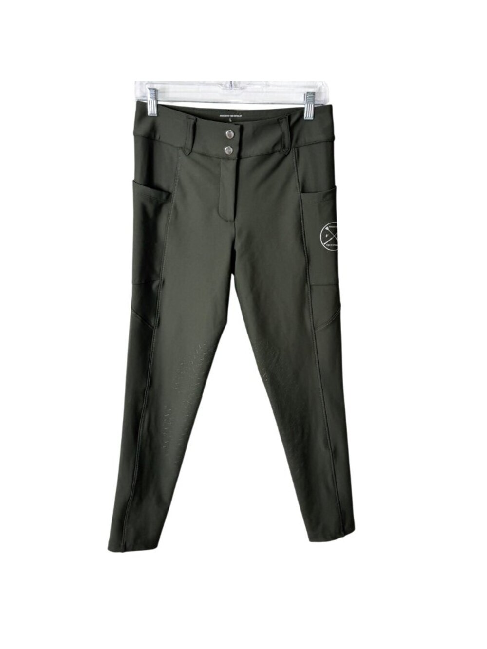 Free Ride Equestrian Ladies Size L Riding Breeches Full Grip Seat Olive Green